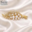 BROOCH WHEAT LEAF GOLD WHITE PEARL MARQUISE CRYSTAL