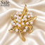 BROOCH PEARL BOUQET GOLD LEAF LILY OF THE VALLEY WHITE PEARL