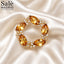 BROOCH WREATH CIRCLE GOLD CHAMPAGNE MARQUISE CRYSTAL FLOWER