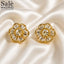 BUTTON CLIPS FLOWER GOLD BAHUETTE CRYSTAL