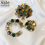 SET BUTTON CLIPS TREE OF LIFE + CHANEL C + HEART PEARL MULTICOLOR