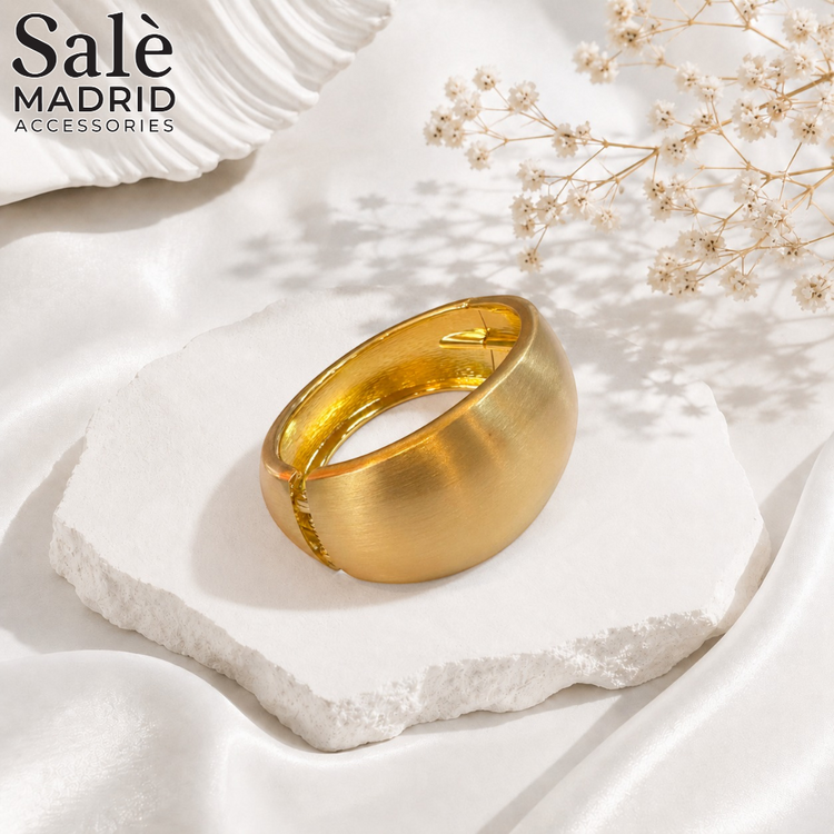 Gold-Tone Brushed Wide Dome Hinged Bangle
