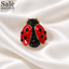 Brooch Ladybug Red Black Gold