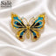 Brooch Butterfly Blue Yellow Enamel