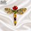 Brooch Dragon Fly Bronze Multicrystal