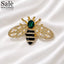 Brooch Bee Gold Green Pearl Crystal