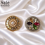 SET BROOCH CUFFLINKS 2PCS MIX GOLD PEARL BAGUETTE + SILVER MULTICOLOR FLOWER