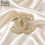 Gold-Tone Pink Baguette Double-C Brooch