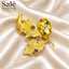 BROOCH LEAF GOLD 2 YELLOW TEADROP CRYSTAL