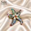 Silver-Tone Multicolor Crystal Starfish Brooch