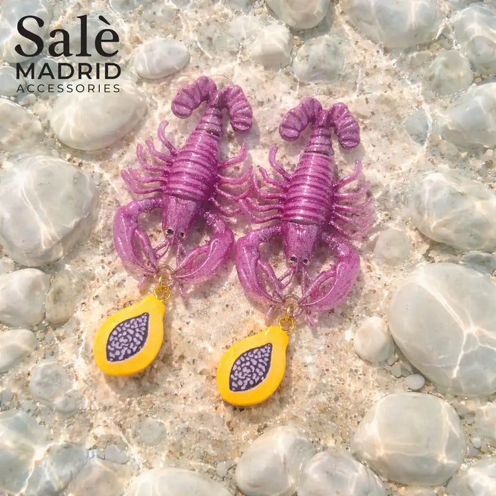 EARRING LOBSTER PURPLE 00849