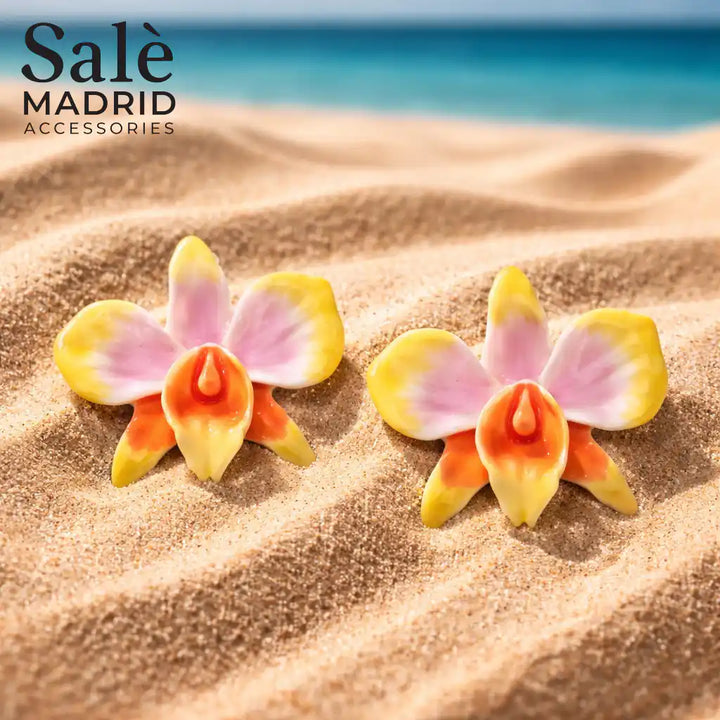 EARRING FLOWER YELLOW AND ORANGE 00833