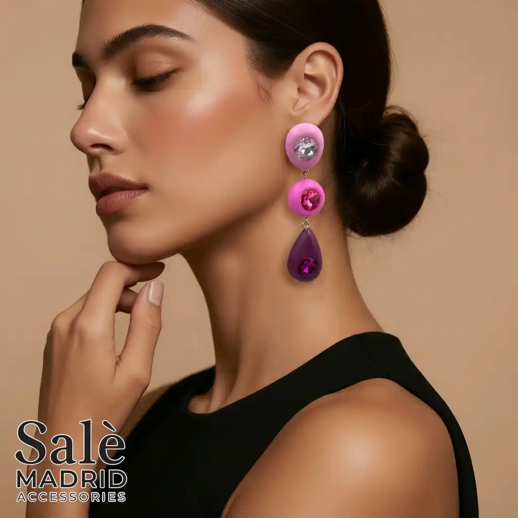 EARRING COLORS PURPLE AND PINK 00862