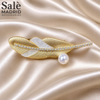 Large Pearl Feather Brooch
