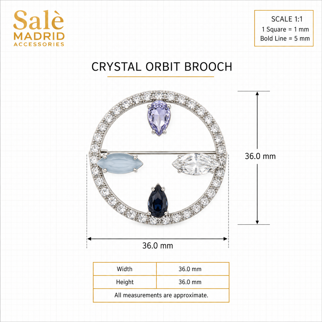 Silver-Tone Baguette Crystal Petal Hoop Brooch Secondary image