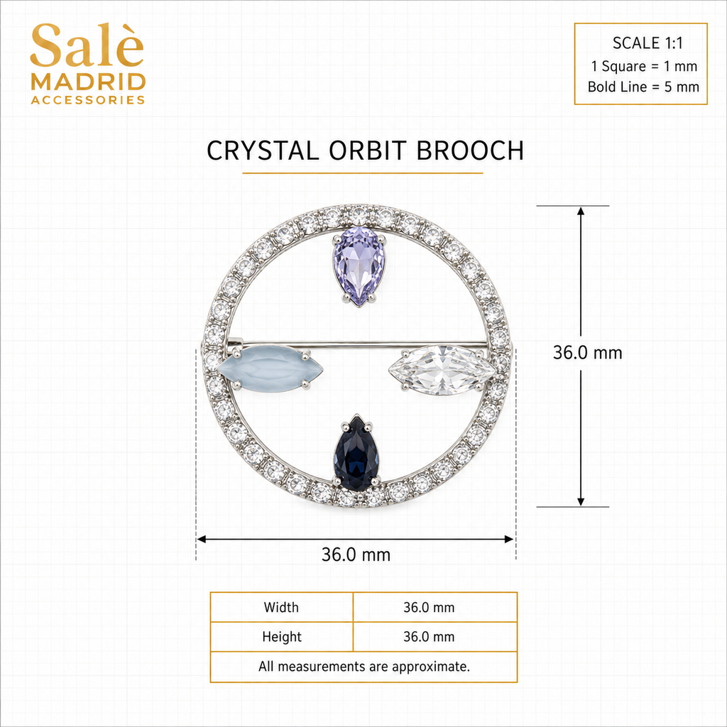 Silver-Tone Baguette Crystal Petal Hoop Brooch