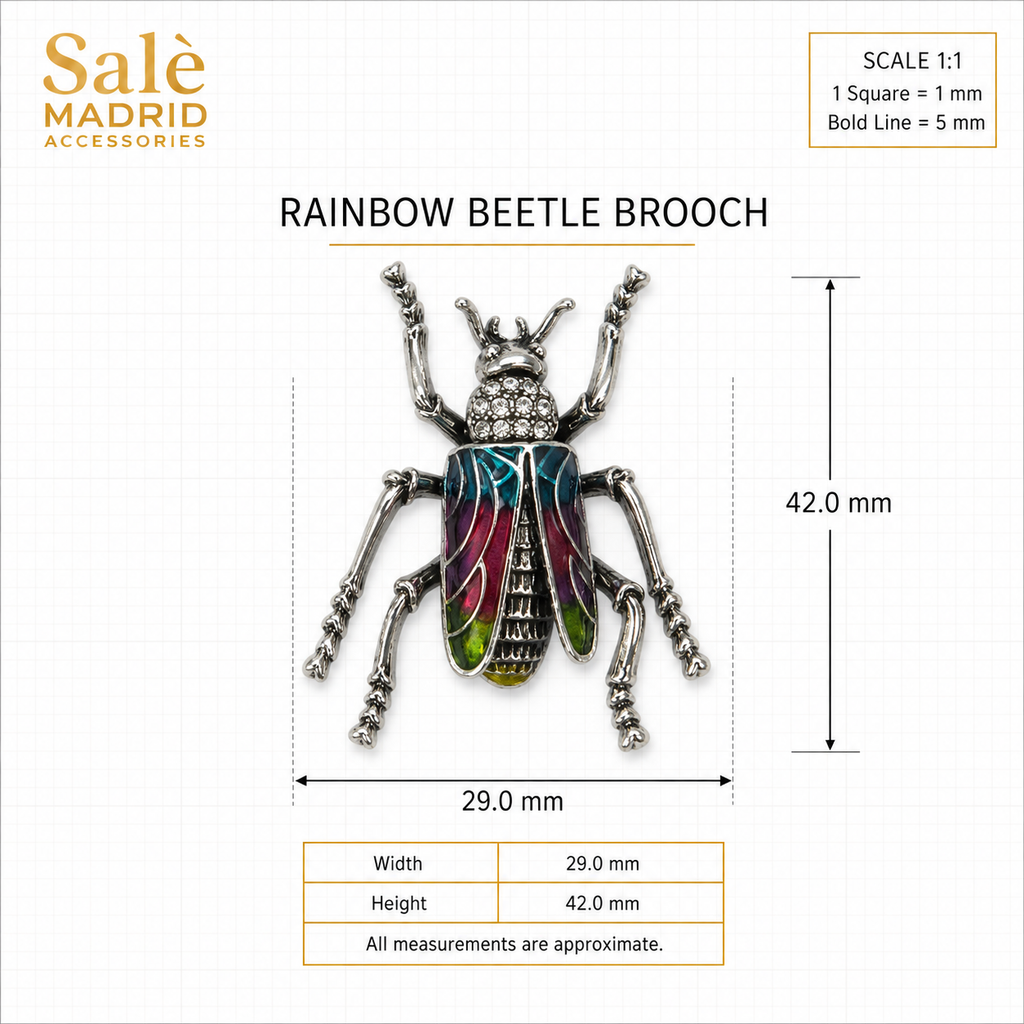 Silver-Tone Teal Enamel Beetle Brooch