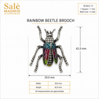 Silver-Tone Teal Enamel Beetle Brooch
