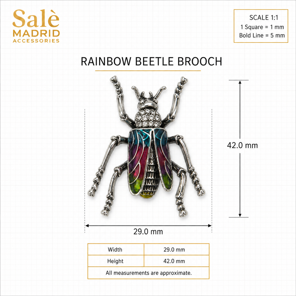 Silver-Tone Teal Enamel Beetle Brooch