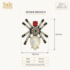 Opal & Multicolor Crystal Spider Brooch