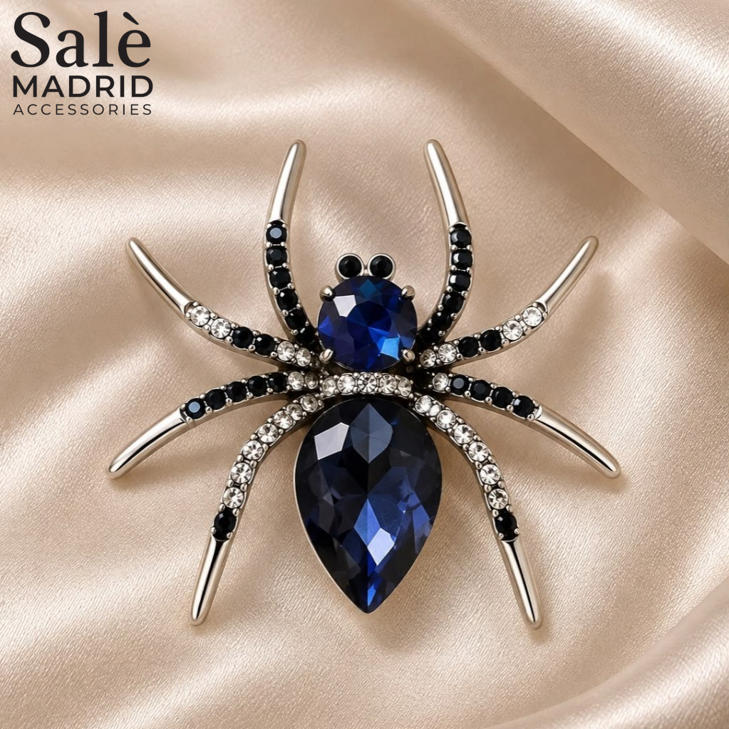 Large Crystal Spider Brooch