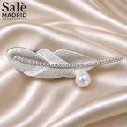 Large Pearl Feather Brooch
