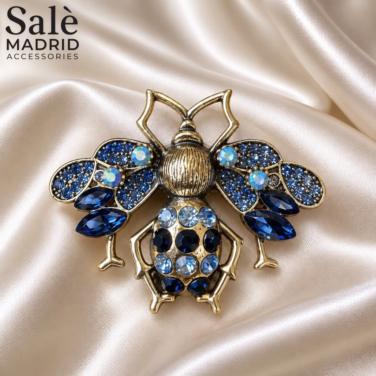 Large Crystal Bee Brooch