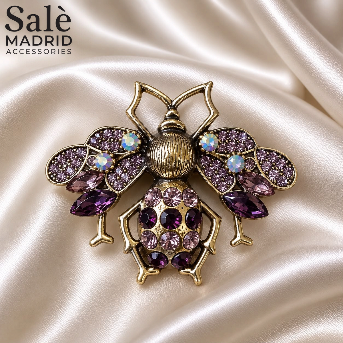 Large Crystal Bee Brooch