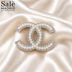 CC White Pearl Crystal Brooch