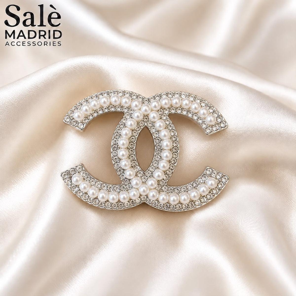 CC White Pearl Crystal Brooch