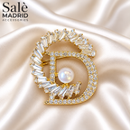Letter D Baguette Crystal Brooch