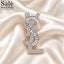 BROOCH YSL LOGO SILVER BAGUETTE CLEAR CRYSTAL