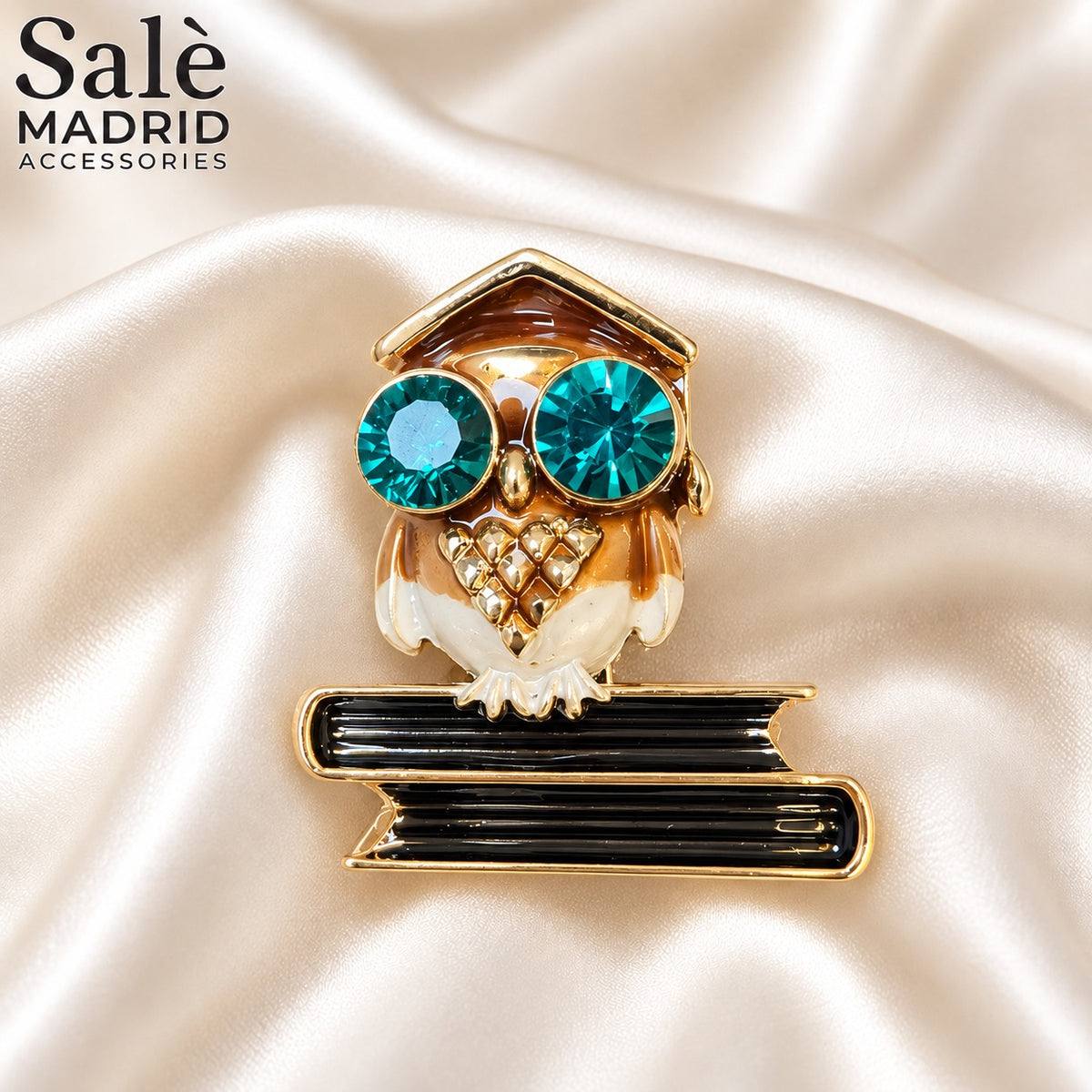 BROOCH HAIR CLAW PEARL GREEN CAP SHAPE DOUBLE GREEN CRYSTAL Main image