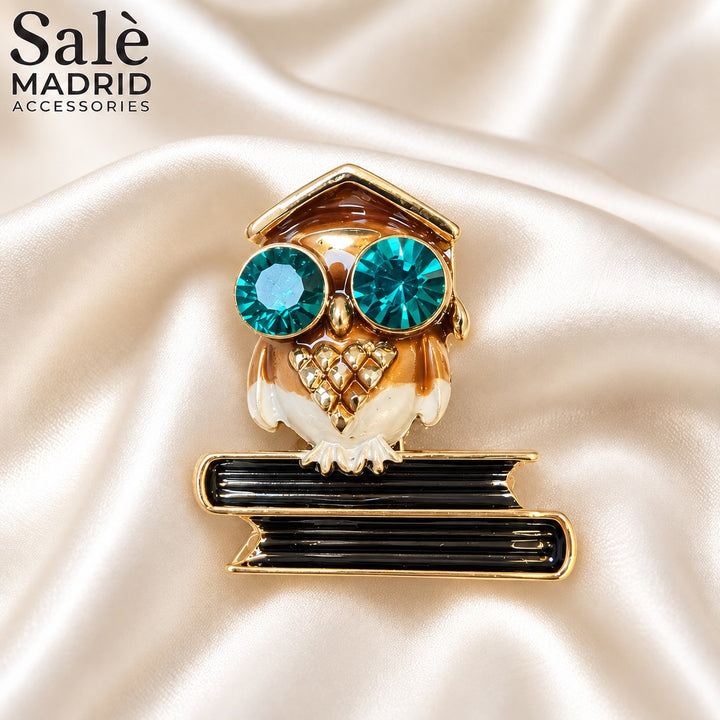 BROOCH HAIR CLAW PEARL GREEN CAP SHAPE DOUBLE GREEN CRYSTAL