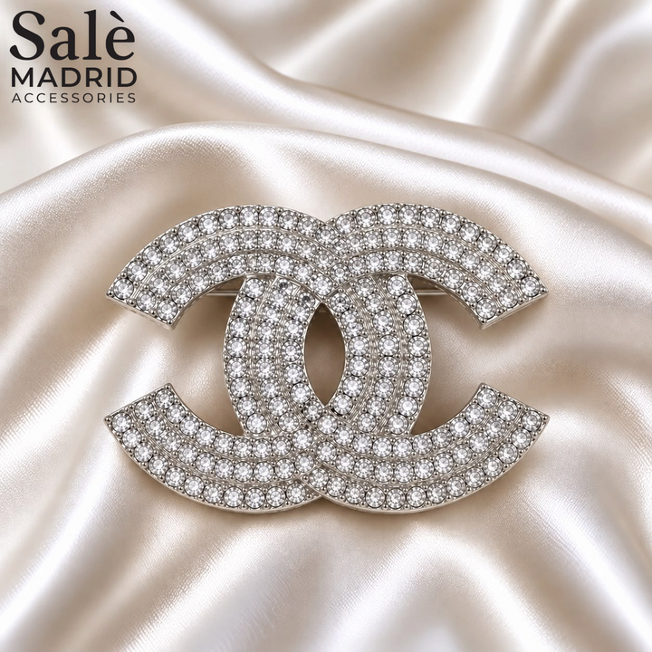 Double-C Full Crystal Brooch