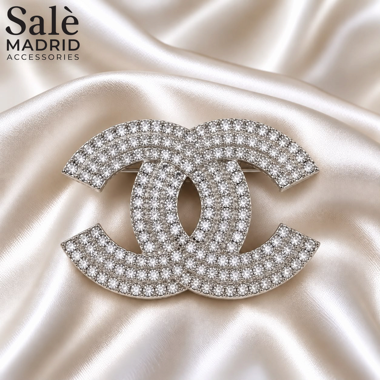 Double-C Full Crystal Brooch