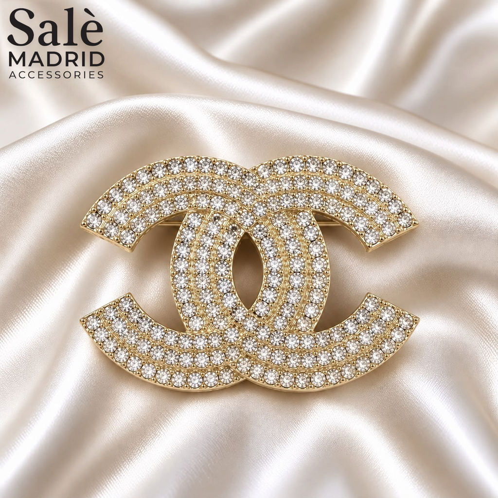 Double-C Full Crystal Brooch