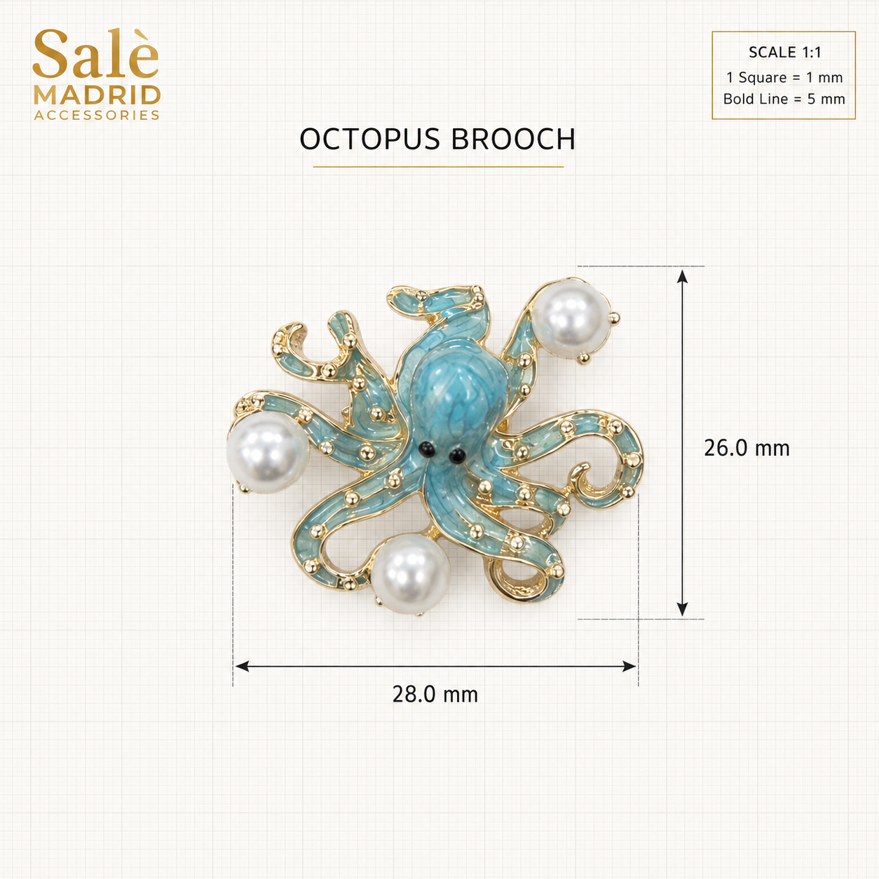 Aqua Enamel Octopus Pearl Brooch Secondary image