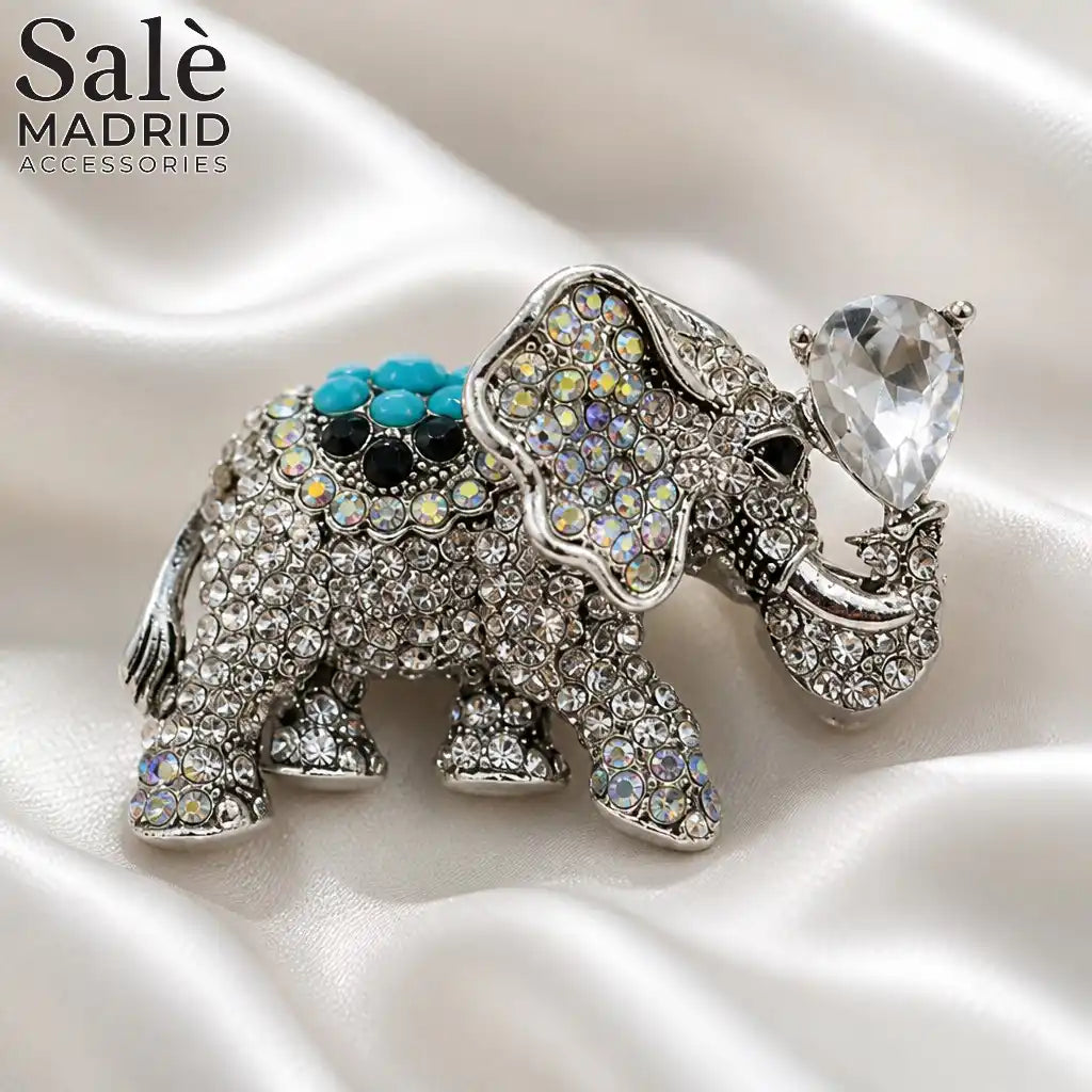 BROOCH CRYSTAL DIAMOND ELEPHANT