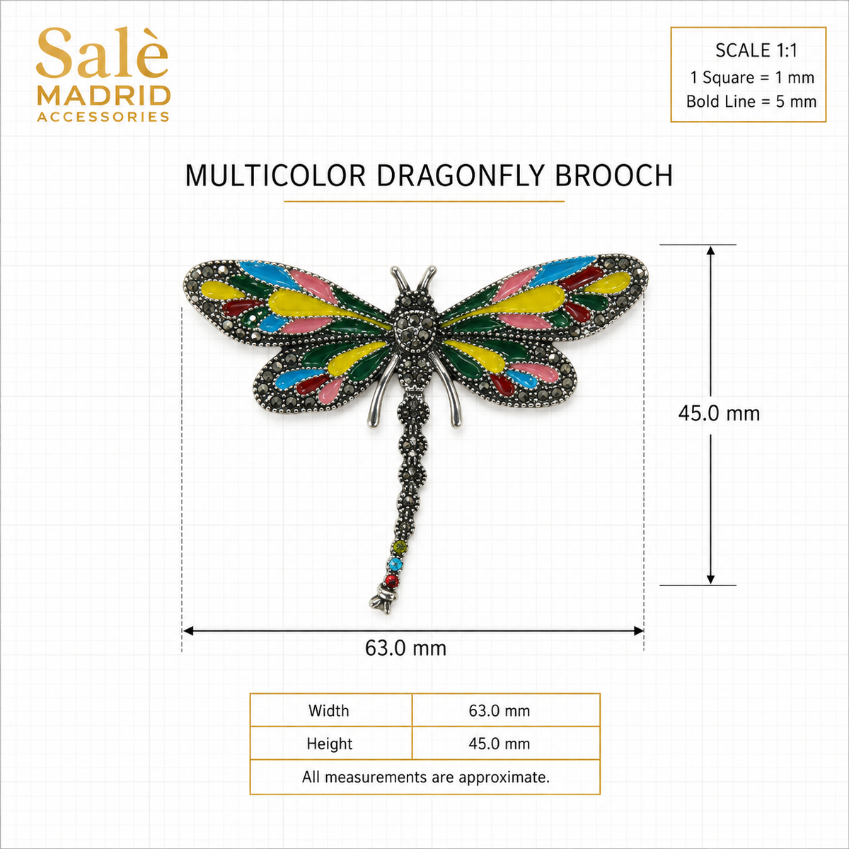 Multicolor Stained-Glass Dragonfly Brooch