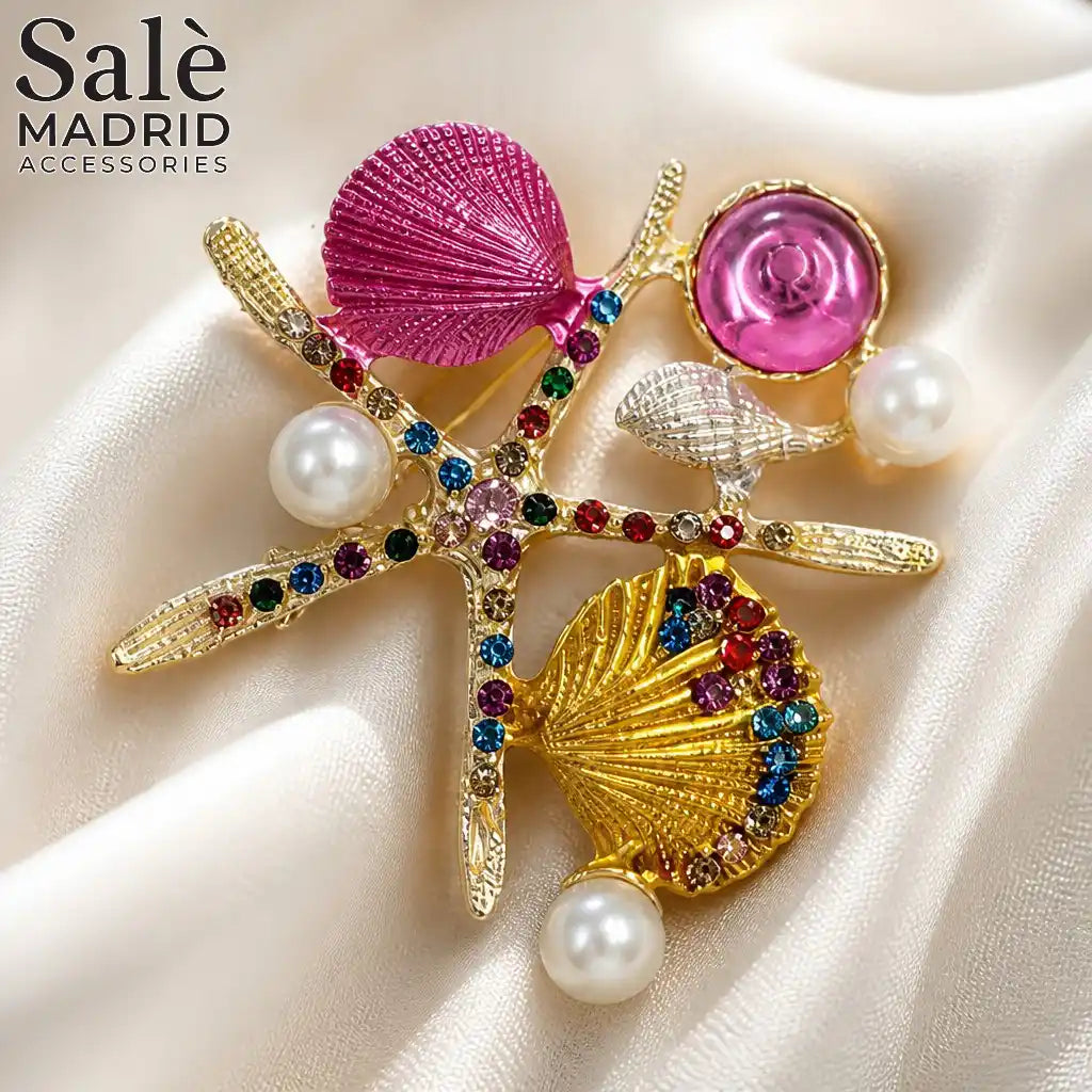 BROOCH STARFISH & SEASHELLS