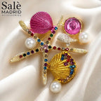 BROOCH STARFISH & SEASHELLS