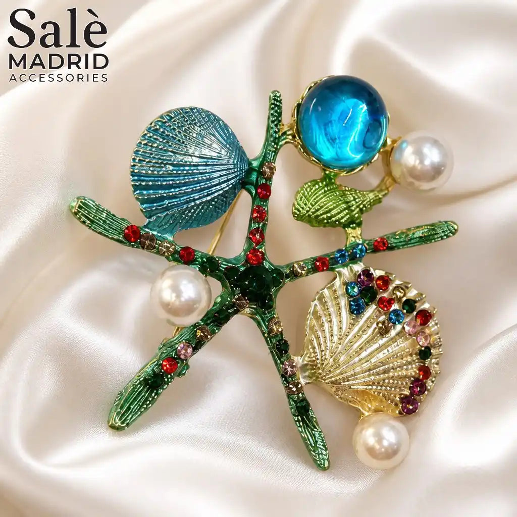 BROOCH STARFISH & SEASHELLS