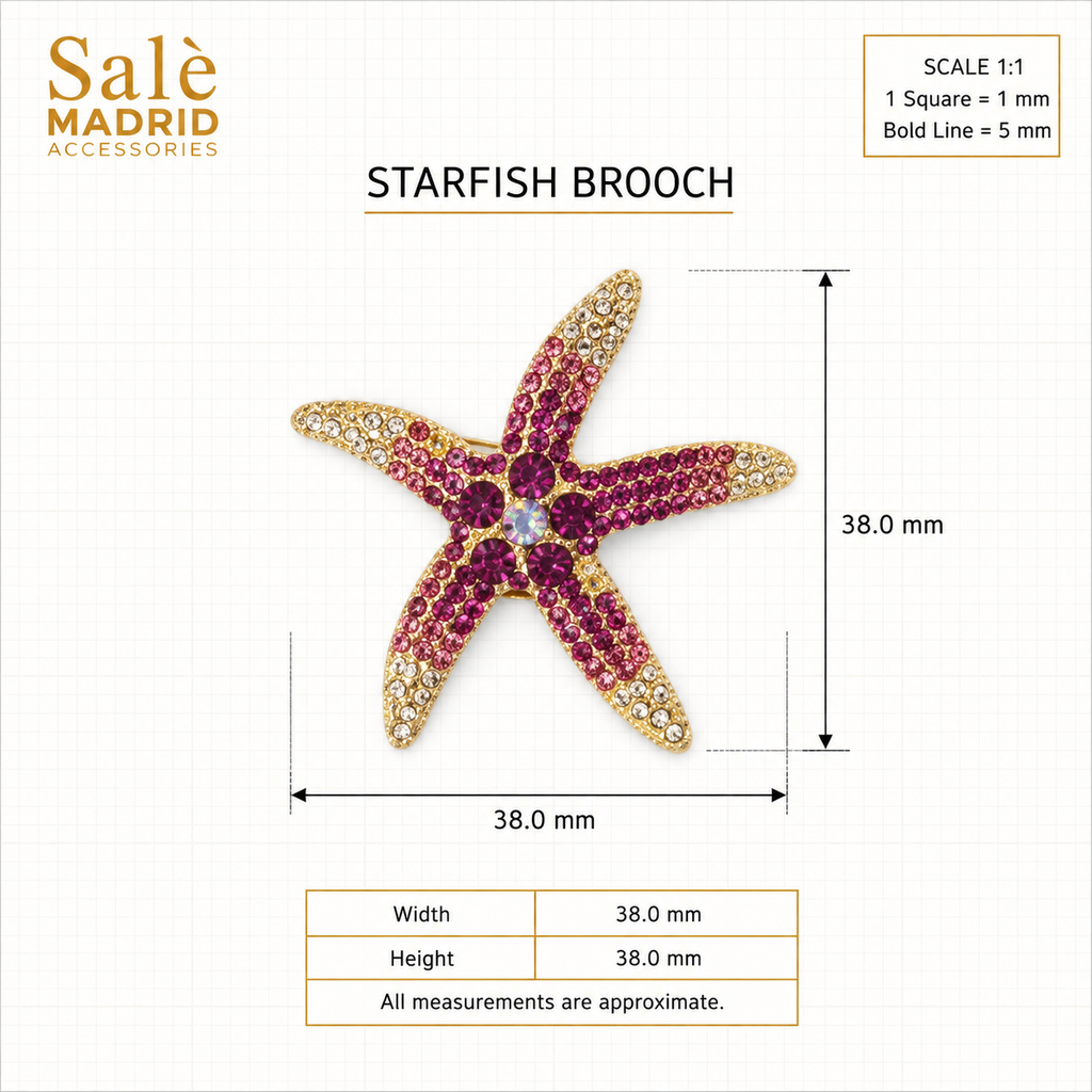 Aqua Crystal Starfish Brooch