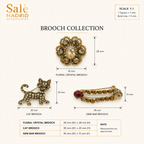 Amber Crystal Floral, Stem & Cat Button Clip Set