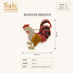 Red Enamel Crystal Rooster Brooch