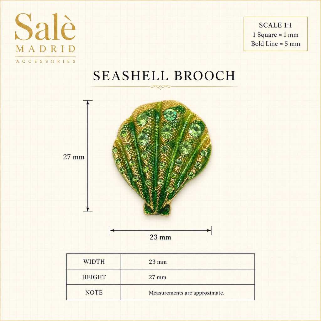 Red Enamel Scallop Shell Brooch