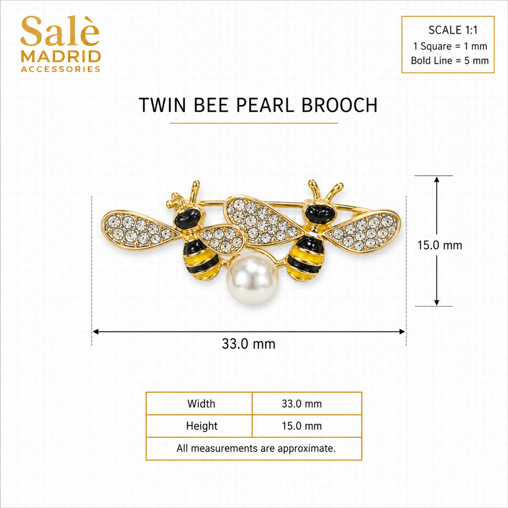 Double Honey Bee Pearl Brooch