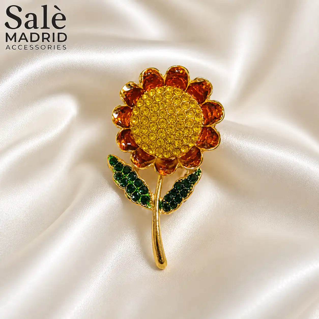 BROOCH SUNFLOWER CRYSTAL Main image