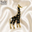 BROOCH GIRAFFE SILVER BLACK ENAMEL CHAMPAGNE SPOTS